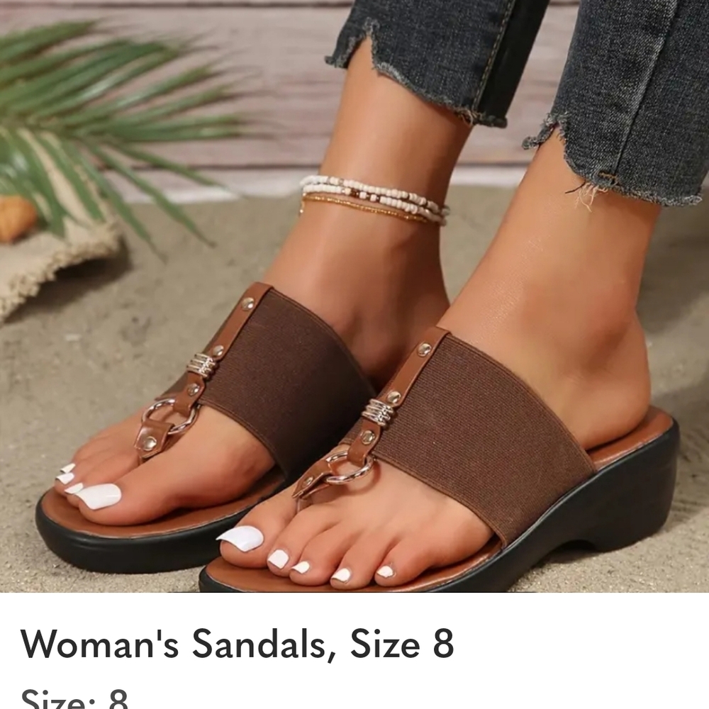 Women's Brown Sandals, Size 8